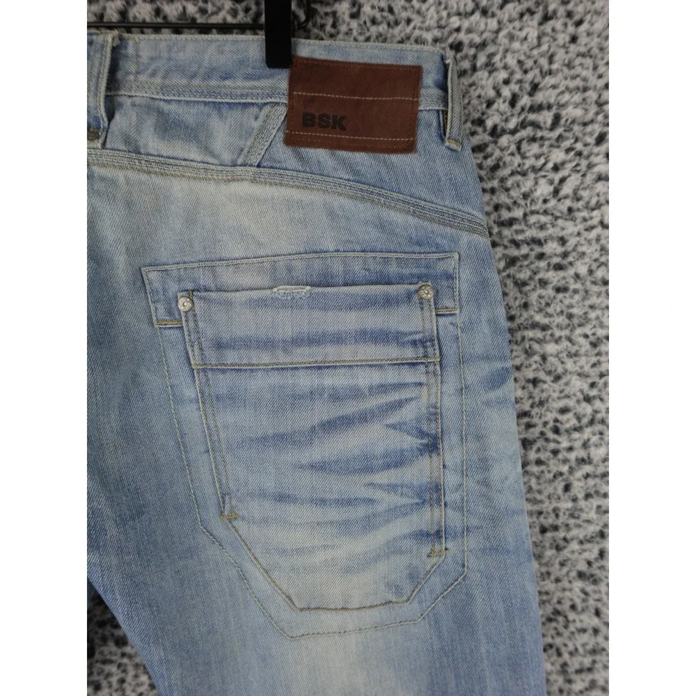 Bershka BSK Distressed‎ Light Wash Denim Jeans Men's 34x30 Slim Straight Fit